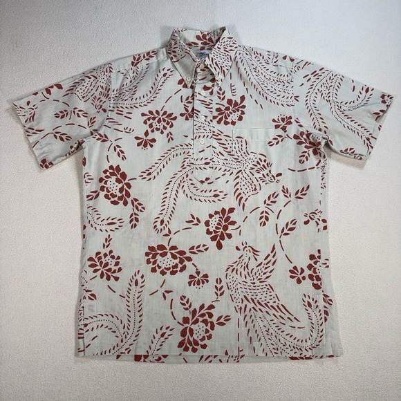 reyn spooner Other - VTG Reyn Spponer Polo Men's S Off-White Red Floral Phoenixes Pocket Button Down